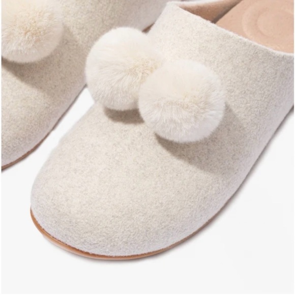 Fitflops Chrissie Pom-Pom Felt Slippers - Size 6/EU 37 * Ivory - Picture 4 of 6